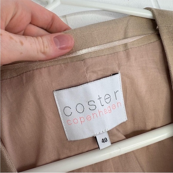 Coster Copenhagen Cropped Blazer W. Short Sleeves Light Beige Cotton Ramie 40 - Picture 9 of 10